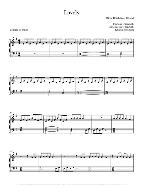 Lovely Sheet Music Billie Eilish Feat Khalid Easy Piano