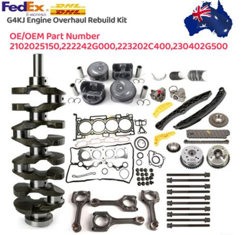 G Kj Engine Overhaul Rebuild Kit Crankshaft Piston Timing Fit Hyundai