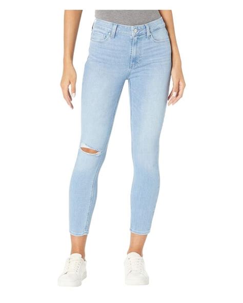 PAIGE Hoxton Crop High Rise Ultra Skinny In Folklore Destructed In Blue