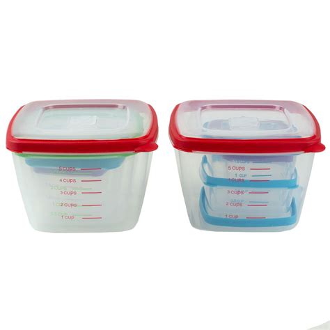 12 Pieces Home Basics 16 Piece Nesting Plastic Food Storage Container Set With Multi Color Snap