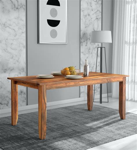 Buy Ritz Solid Wood 8 Seater Dining Table In Rustic Teak Finish By