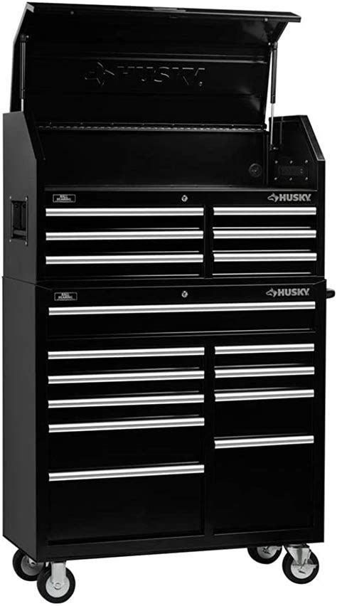 Husky 41 W X 18 D Standard Duty 16 Drawer Combination Rolling Tool Chest And Top Tool Cabinet