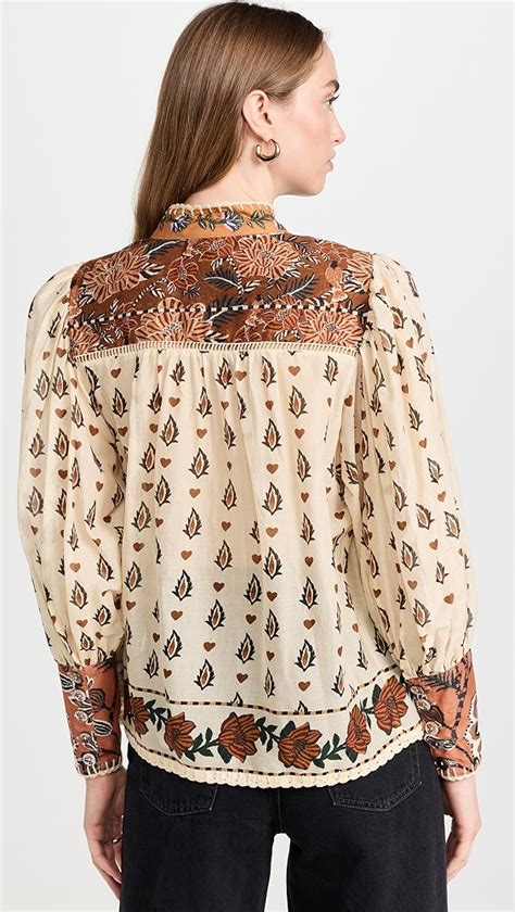 Farm Rio Ainika Floral Beige Long Sleeve Blouse Shopbop