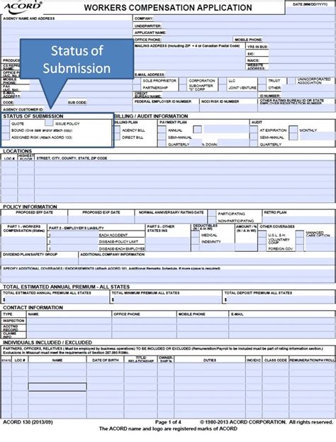 Simply Easier Acord Forms Acord Workers Compensation Application