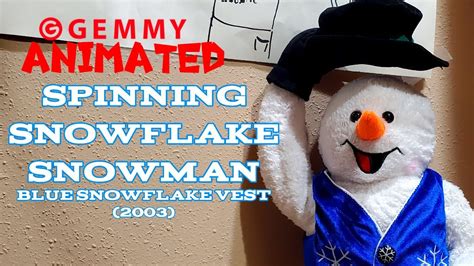 Gemmy Animated Spinning Snowflake Snowman Blue Snowflake Vest 2003