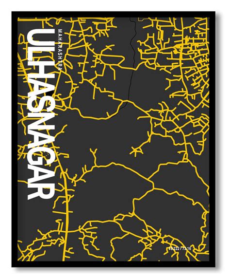 Ulhasnagar Map Art, Yellow-Black, Poster style, Framed & Ready to hang ...