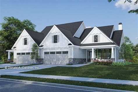 Plan Gdn Modern Farmhouse Duplex House Plan With Matching