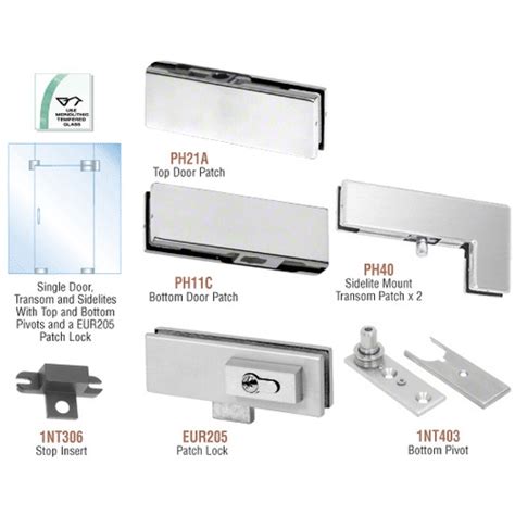 CRL ALUM PHE5LBS VCP 1 Brushed Stainless European Patch Door Kit For