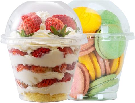 Amazon Sets Oz Clear Plastic Parfait Cups With Lids Dome