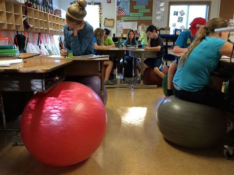 Exercise Balls Replace Chairs In Liberty Looney S Fourth Grade Classroom Ball Exercises