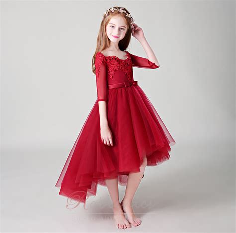 Robe Cortège Fille Epurée Tulle Médium Asymétrique Asymétrique RobeChics