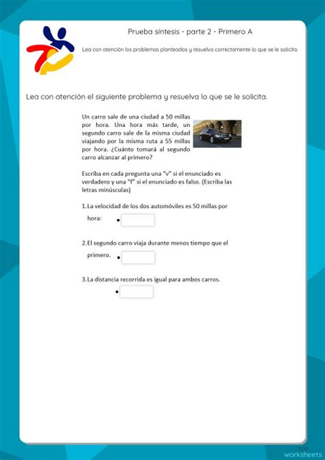 Prueba Primero Ficha Interactiva Topworksheets Themelower