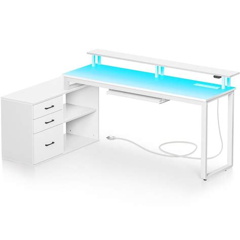 Rolanstar Computer Desk With File Drawer L Shaped Desk With