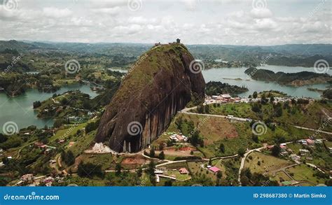 Aerial Drone Footage Of El Penon De Guatape Near Medellin In Antioquia