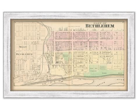 BETHLEHEM, Pennsylvania 1872 Map - Replica or Genuine Original