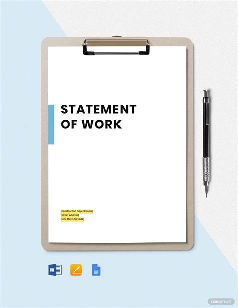 Sample Construction Statement of Work Template in Google Docs, Pages ...