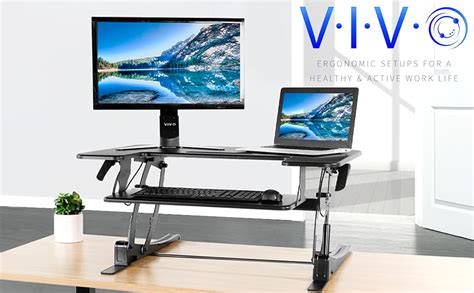 Vivo Black Height Adjustable Inch Stand Up Desk Converter Quick Sit