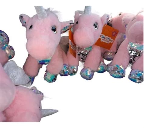 Peluche Unicornio Con Alas Y Cuerno Color Rosa Con Lentejuelas 26cm