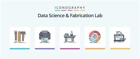 Data Science And Fabrication Lab Line Filled 5 Icon Pack Including