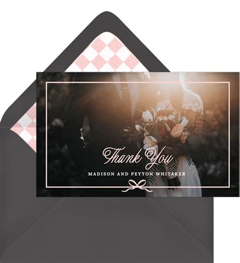 Simple Border Bow Thank You Notes In Pink Greenvelope