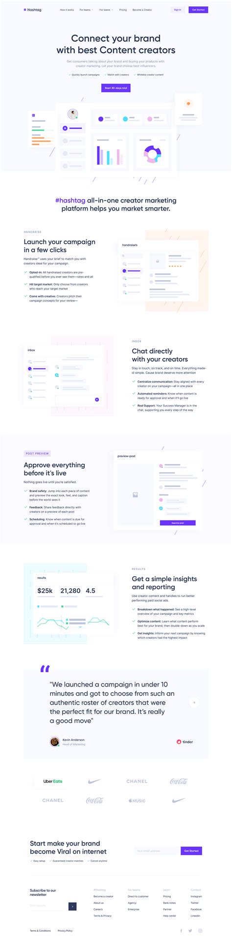 Hashtag Saas Social Media Landing Page On Behance