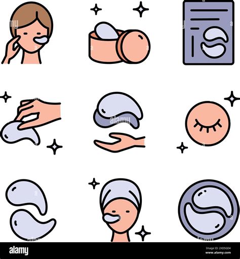 Eye Gel Patches Line Icons Set Simple Illustrations Of Eye Mask Contour Isolated Vector Signs