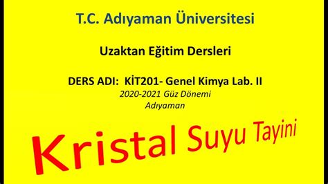 Kristal Suyu Tayini Cuso H O Genel Kimya Laboratuvar Deneyleri