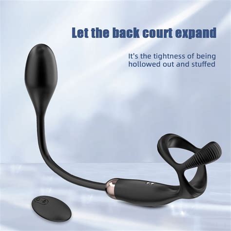 Black Anal Vibrator With Penis Ring Silicone Wireless Remote Control