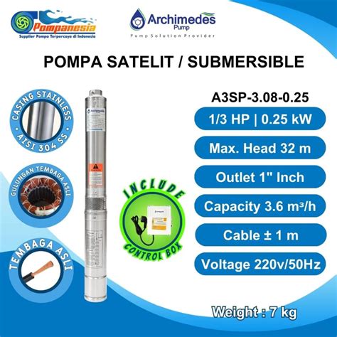 Jual Pompa Submersible Satelit Sibel Casing Inch Hp Tanpa Kabel