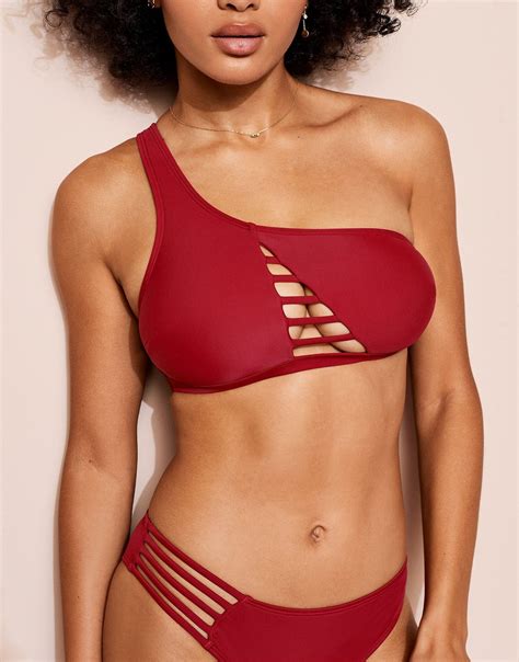 Elle Dark Red Two Piece Contour Bikini XS XL Adore Me