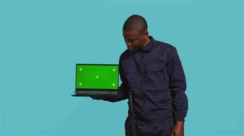 Using Laptop Green Screen Stock Video Footage For Free Download