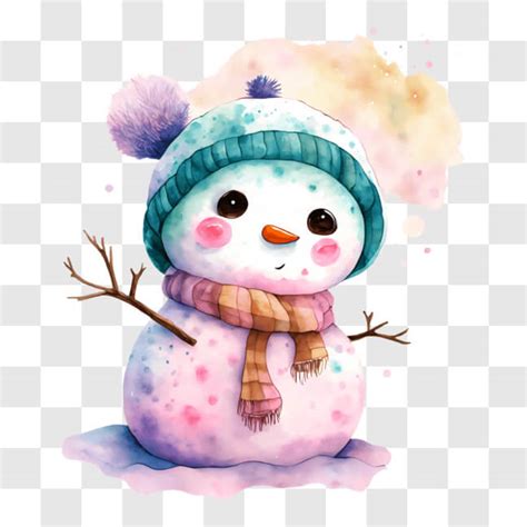 Baixe Boneco de neve colorido de inverno chapéu cachecol e luvas