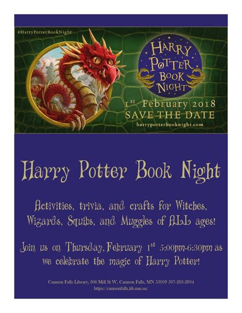 Harry Potter Book Night – Feb 1 – Cannon Falls Library