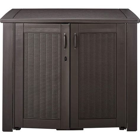 Rubbermaid Chic Outdoor Patio Storage Cabinet 123 Gallon Resin Deck Box