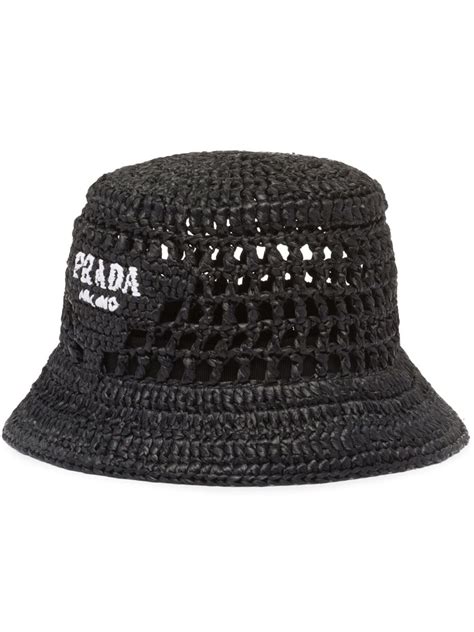 Prada Logo Embroidered Woven Bucket Hat Farfetch