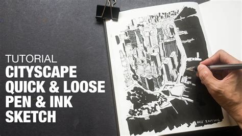 Cityscape Loose Pen & Ink Sketch (Tutorial) - YouTube