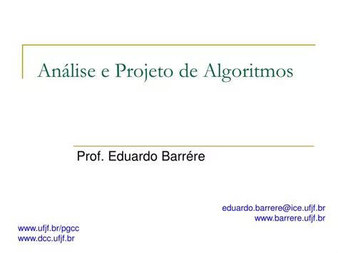 Ppt An Lise E Projeto De Algoritmos Powerpoint Presentation Free