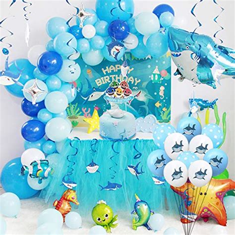 LIITA 38 Pack Baby Cute Shark Party Decorations Happy Birthday Banner