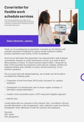 Flexible Work Schedule Services For Cover Letter One Pager Sample