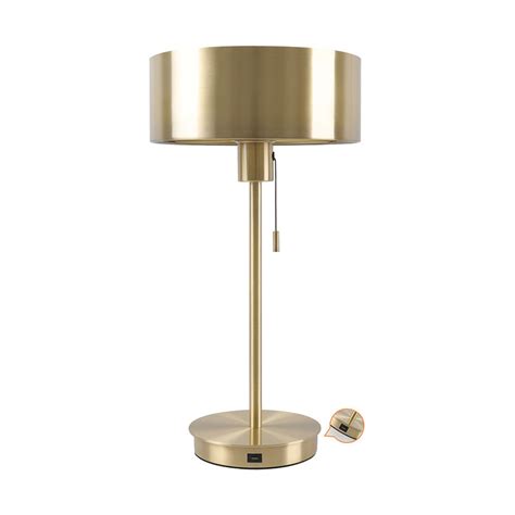 Ennio Antique Brass Table Lamp With Usb Port