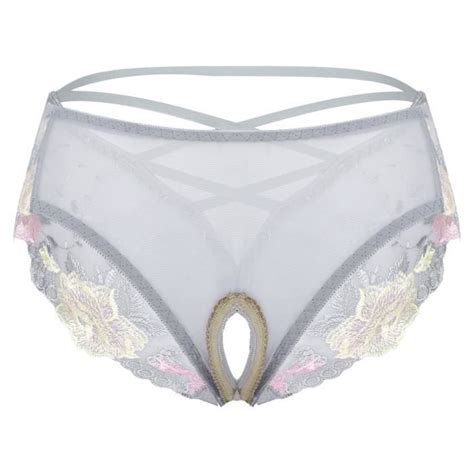 Iiniim Femme Culotte Ouvert Entrejambe Sexy String Transparente Lingerie Thong Tanga Sous