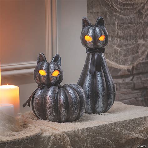 Pumpkin Black Cat Light Up Halloween Decorations Oriental Trading