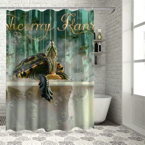 Orinice Watercolor Sea Turtle Shower Curtain Funny Get Naked Tortoise Yellow Duck Ocean Beach