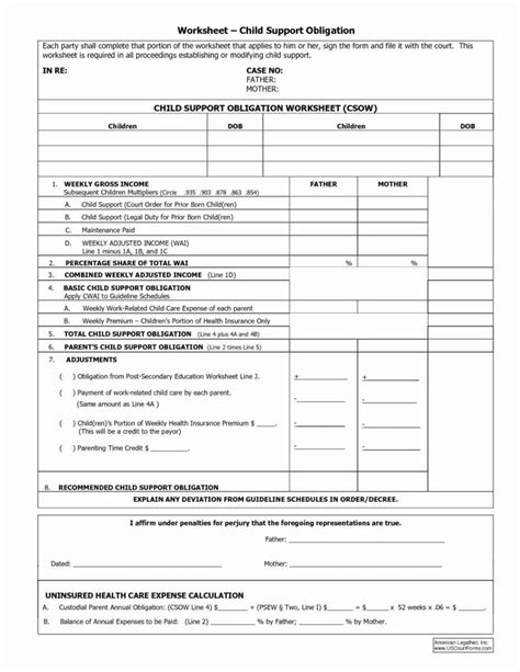 30 Washington State Child Support Worksheet Worksheets Decoomo