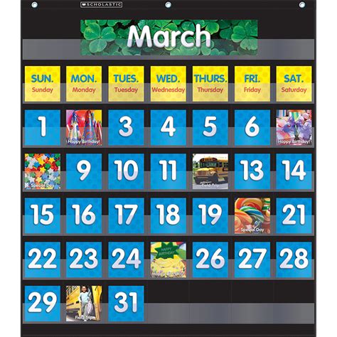 Monthly Calendar Pocket Chart With Cards Black The Teachers Lounge®