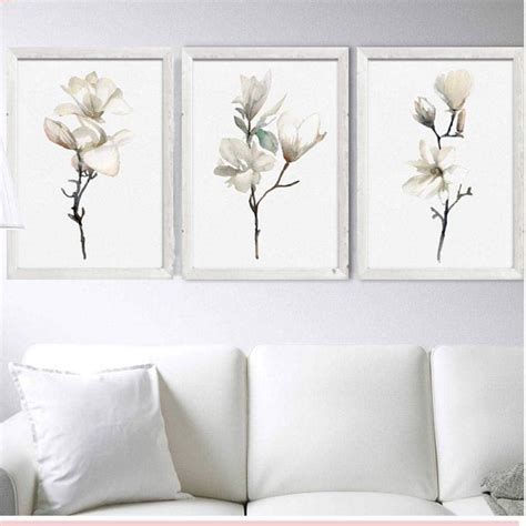 Lienzo Pintura Arte De La Pared Impresi N Magnolia Blanca Pintura Flor