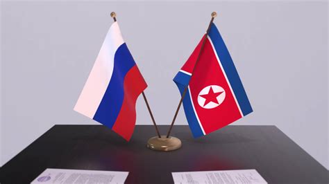 North Korea And Russia National Flag Business Meeting Or Diplomacy