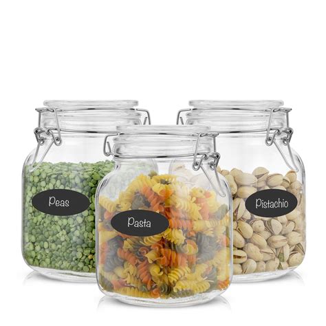 Joyjolt Glass Food Storage Container Jar With Airtight Clam Lid Oz