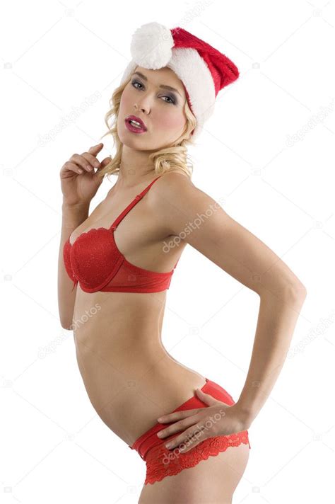 Sexy Santa Claus In Red Lingerie Stock Photo Carlodapino