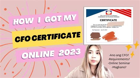 How I Got My Cfo Certificate Through Online In The Philippines